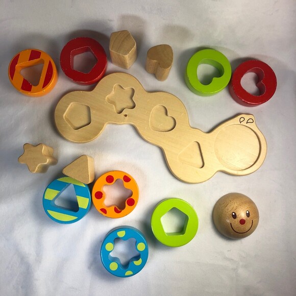 ELC Shape Sorting Caterpillar Wooden Puzzle - Picture 1 of 8